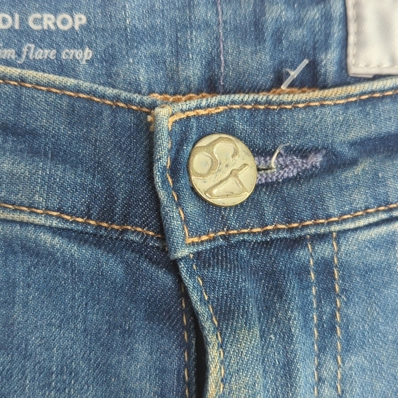 Adriano Goldschmiede The Jodi Crop High Rise Slim Flare Distressed Hem Jeans 28 - Picture 5 of 15